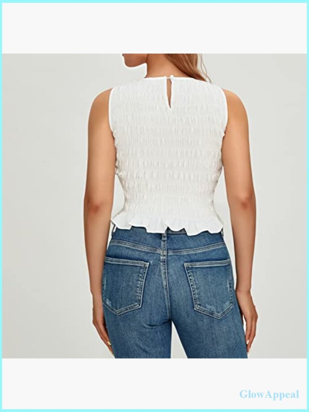 Shirred Ruffle Sleeveless Tank Top Cami Smocked Frill Halter Summer Streetwear - Picture 5 of 7